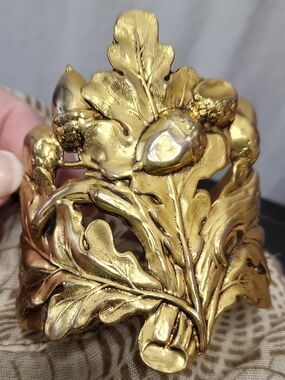 Gold Leaf Acorn Decorative Cuff Bracelet
